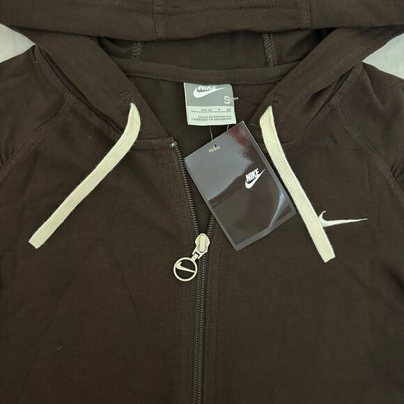 Nike Short Sleeve‎ Sweater Brown Full Zip Y2k Size Small Brand New - Picture 7 of 13